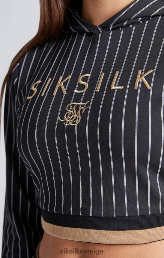 flickor SikSilk beskuren hoodie i svart baseballrand kläder 02V424337