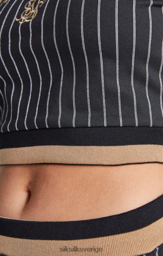 flickor SikSilk beskuren hoodie i svart baseballrand kläder 02V424337