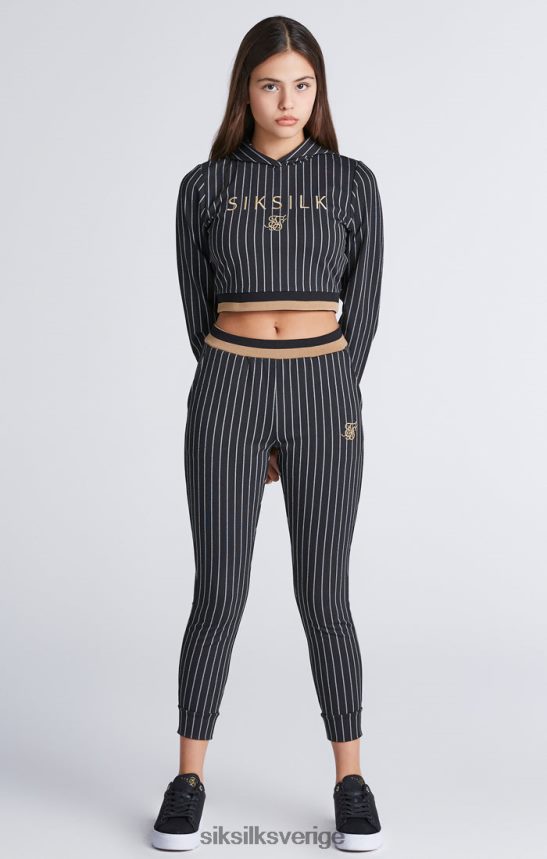 flickor SikSilk beskuren hoodie i svart baseballrand kläder 02V424337