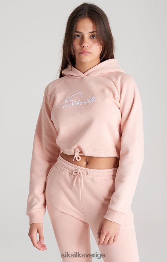 flickor SikSilk rosa signatur beskuren hoodie kläder 02V424333