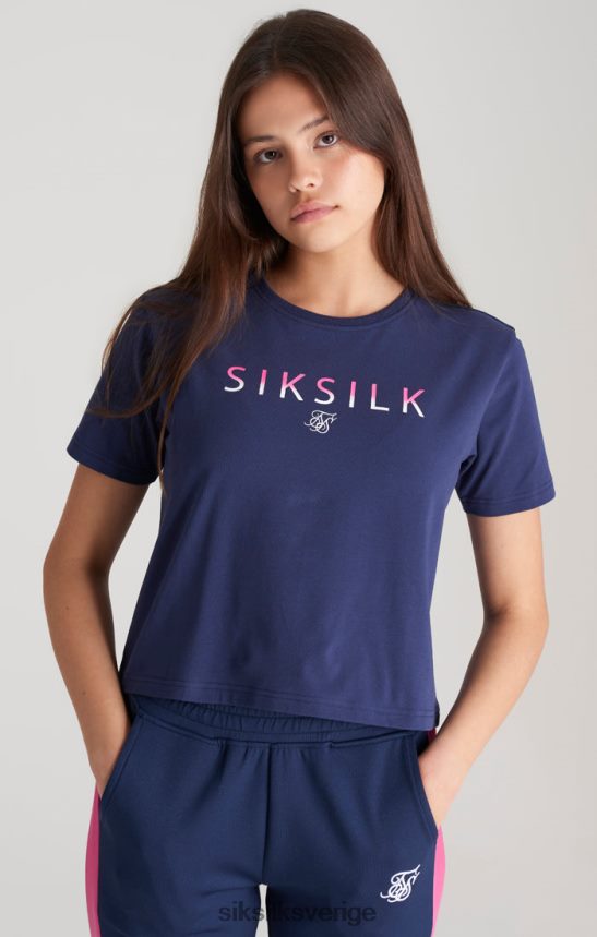 flickor SikSilk marinblå tona logotyp beskuren t-shirt kläder 02V424325