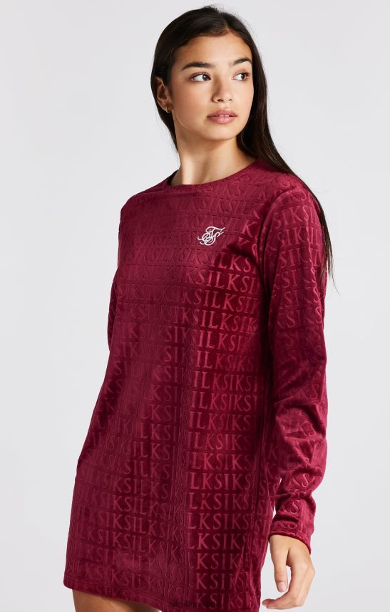 flickor SikSilk rosa velour långärmad t-shirt klänning kläder 02V424345