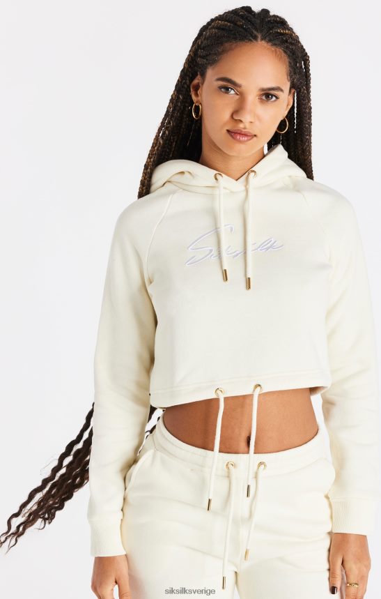 kvinnor SikSilk ecru cropped hoodie kläder 02V42486
