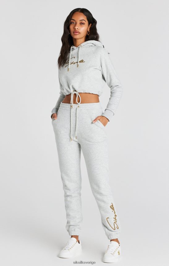 kvinnor SikSilk grå märgel signatur crop hoodie kläder 02V42495