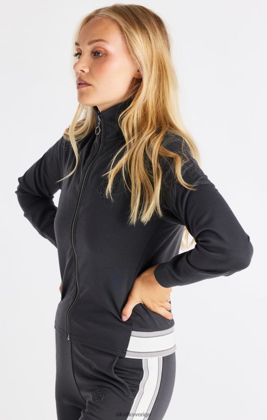 kvinnor SikSilk grå topp med dragkedja kläder 02V42481