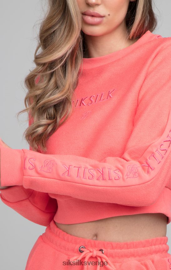 kvinnor SikSilk loopback broderad crop sweat - rosa kläder 02V42496