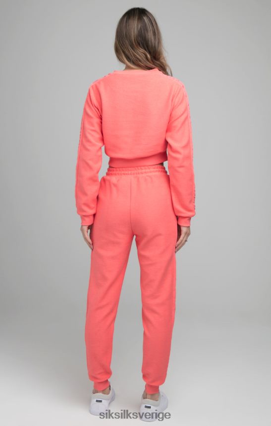 kvinnor SikSilk loopback broderad crop sweat - rosa kläder 02V42496