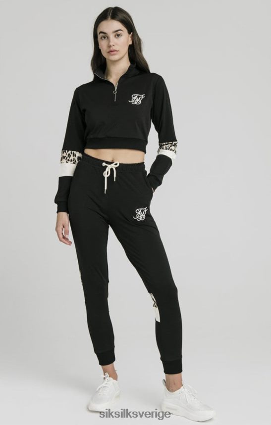 kvinnor SikSilk quarter leopard track top - svart kläder 02V424119