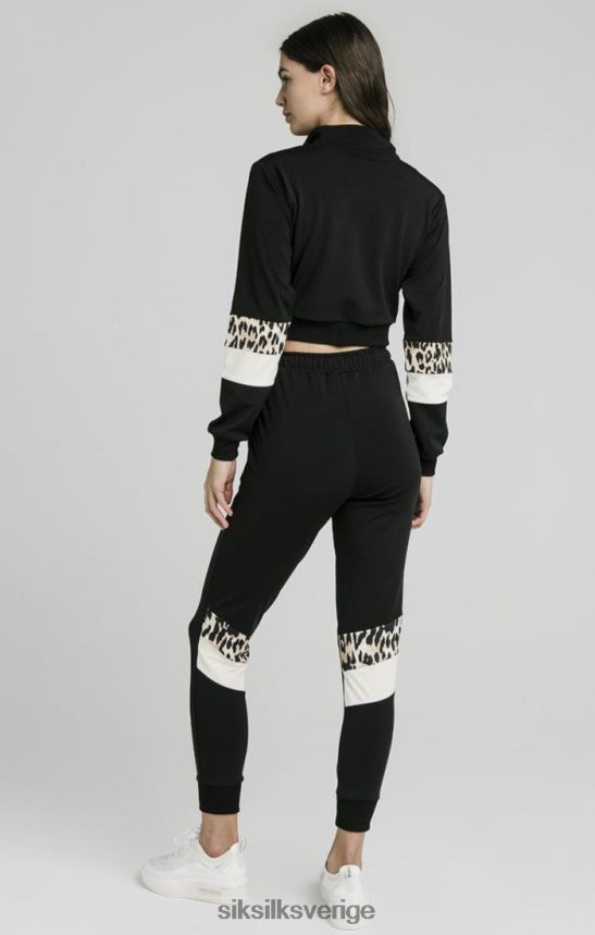 kvinnor SikSilk quarter leopard track top - svart kläder 02V424119