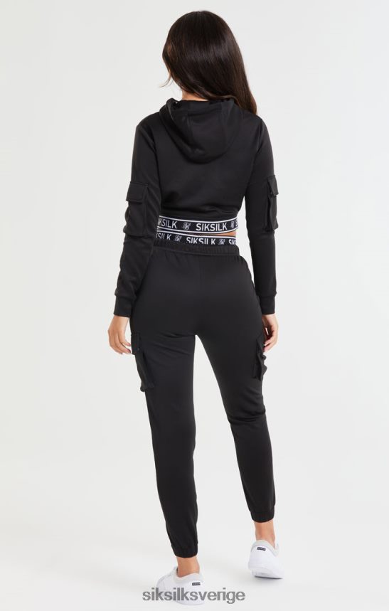 kvinnor SikSilk svart cropped cargo hoodie kläder 02V424116