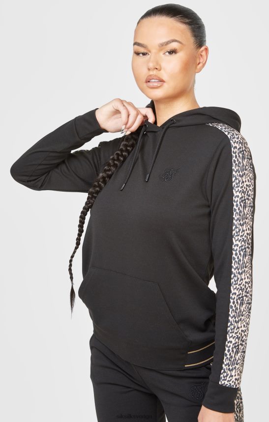 kvinnor SikSilk svart luvtröja med leopardmönster kläder 02V42480