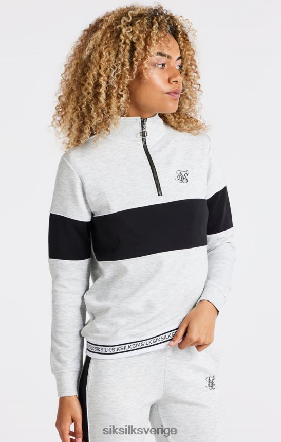 kvinnor SikSilk topp i grå märgel med 1/4 dragkedja kläder 02V424118