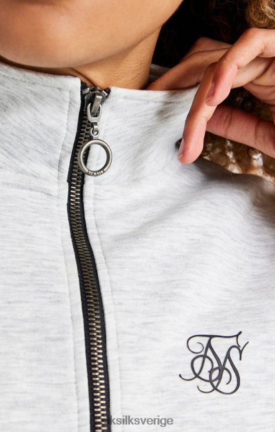 kvinnor SikSilk topp i grå märgel med 1/4 dragkedja kläder 02V424118