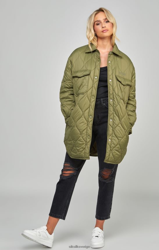 kvinnor SikSilk khaki lättvikts quiltjacka kläder 02V424126