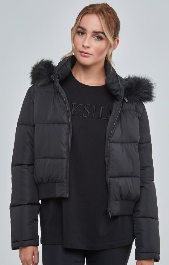 kvinnor SikSilk svart cropped parkas kläder 02V424127