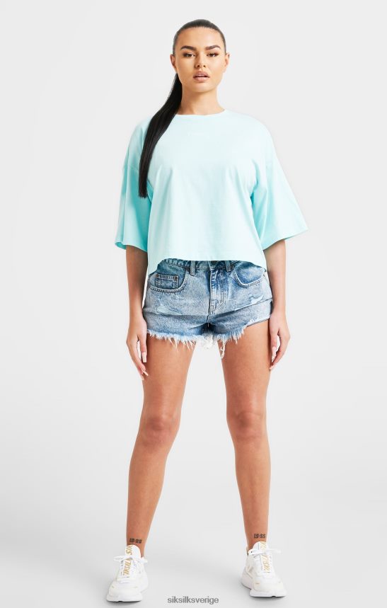 kvinnor SikSilk aqua-märkt crop t-shirt kläder 02V42460