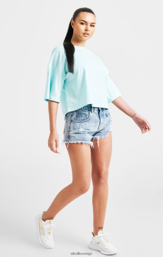 kvinnor SikSilk aqua-märkt crop t-shirt kläder 02V42460