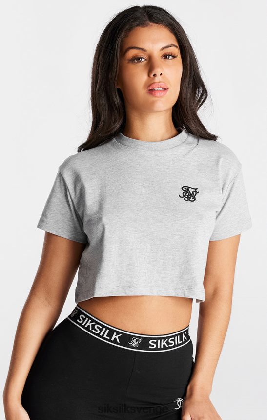 kvinnor SikSilk grå märgel essential box fit crop t-shirt kläder 02V42429