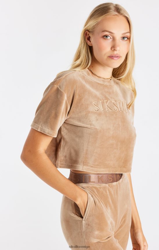 kvinnor SikSilk guld beskuren t-shirt i velour kläder 02V42442