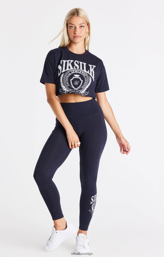 kvinnor SikSilk marinblå varsity cropped t-shirt kläder 02V42451