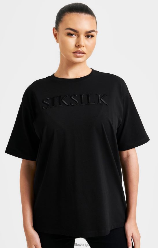 kvinnor SikSilk svart broderad pojkvän t-shirt kläder 02V42452