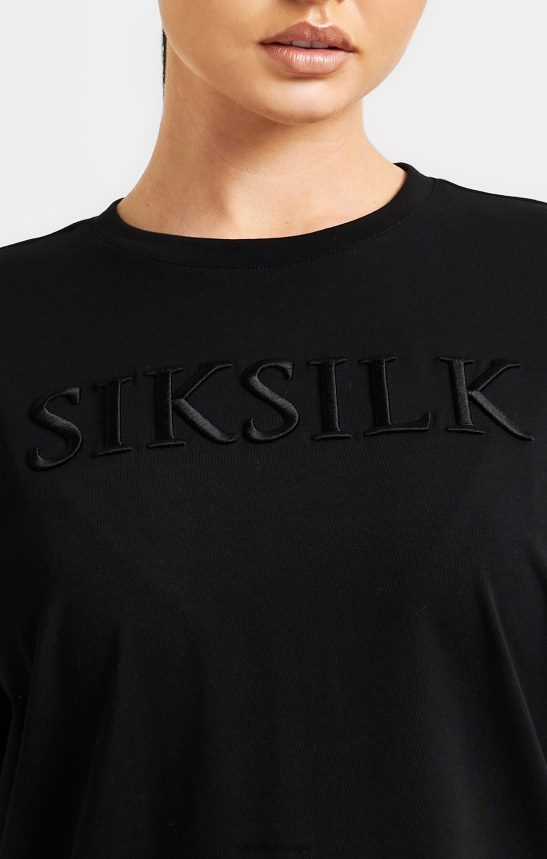 kvinnor SikSilk svart broderad pojkvän t-shirt kläder 02V42452