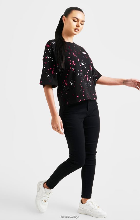 kvinnor SikSilk svart färgstänk t-shirt kläder 02V42467