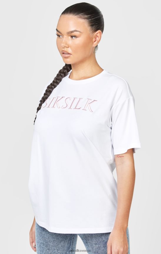 kvinnor SikSilk vit broderad pojkvän t-shirt kläder 02V42469