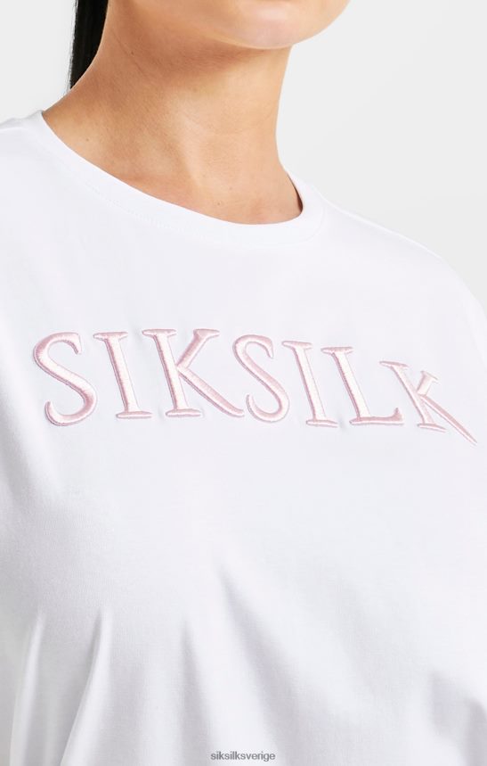 kvinnor SikSilk vit broderad pojkvän t-shirt kläder 02V42469