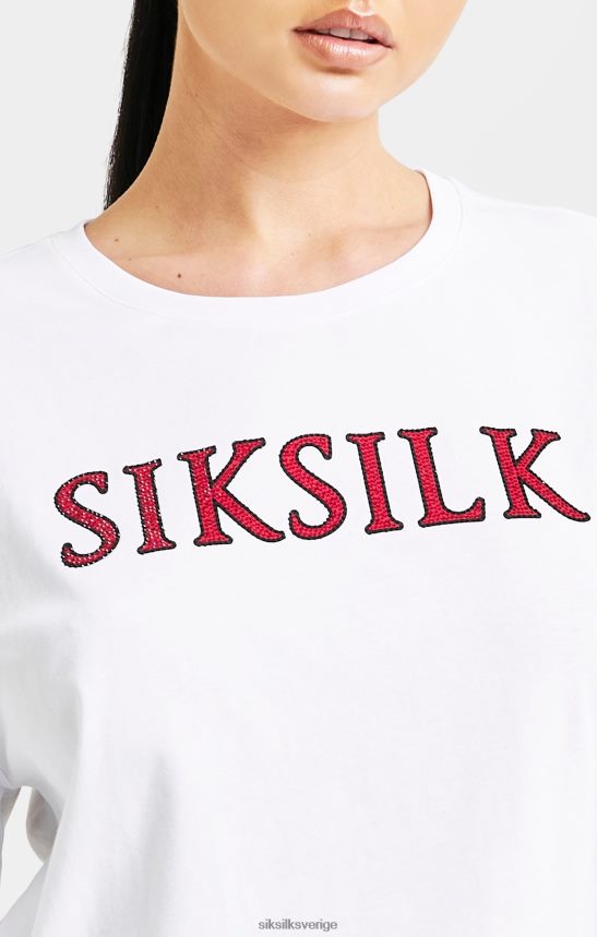 kvinnor SikSilk vit gnistrande boxig t-shirt kläder 02V42435