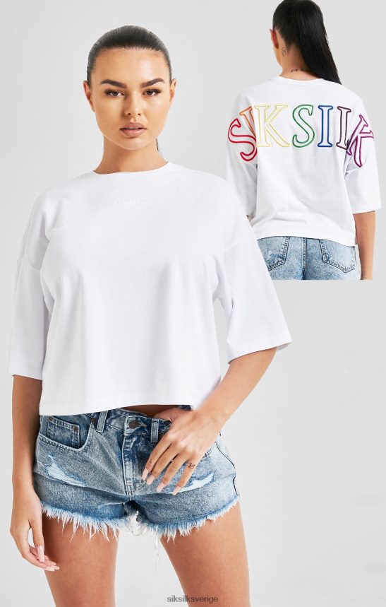 kvinnor SikSilk vit märkt t-shirt regnbåge kläder 02V42447
