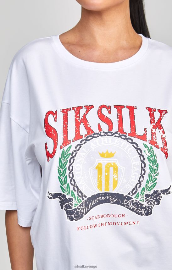 kvinnor SikSilk vit varsity crop t-shirt kläder 02V42453