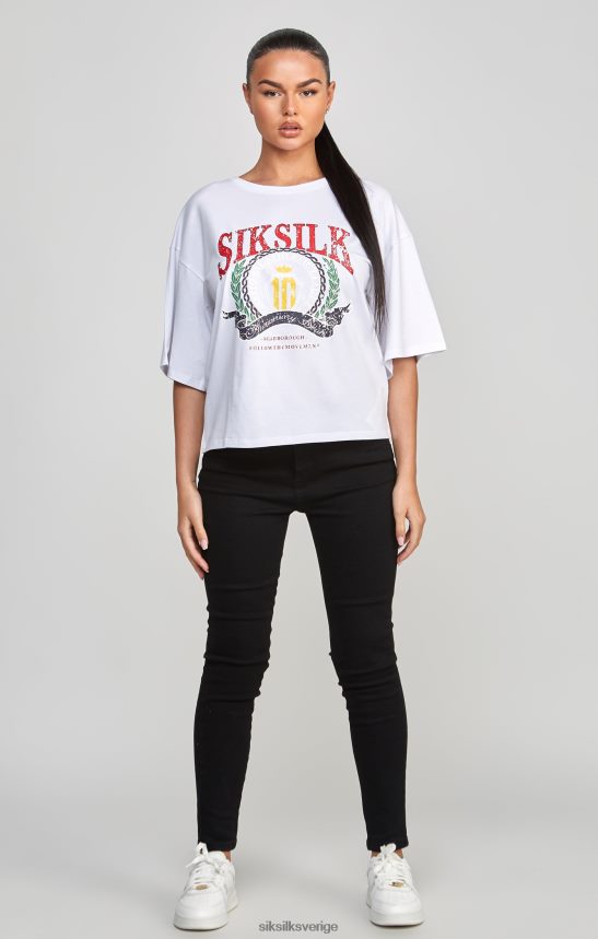 kvinnor SikSilk vit varsity crop t-shirt kläder 02V42453