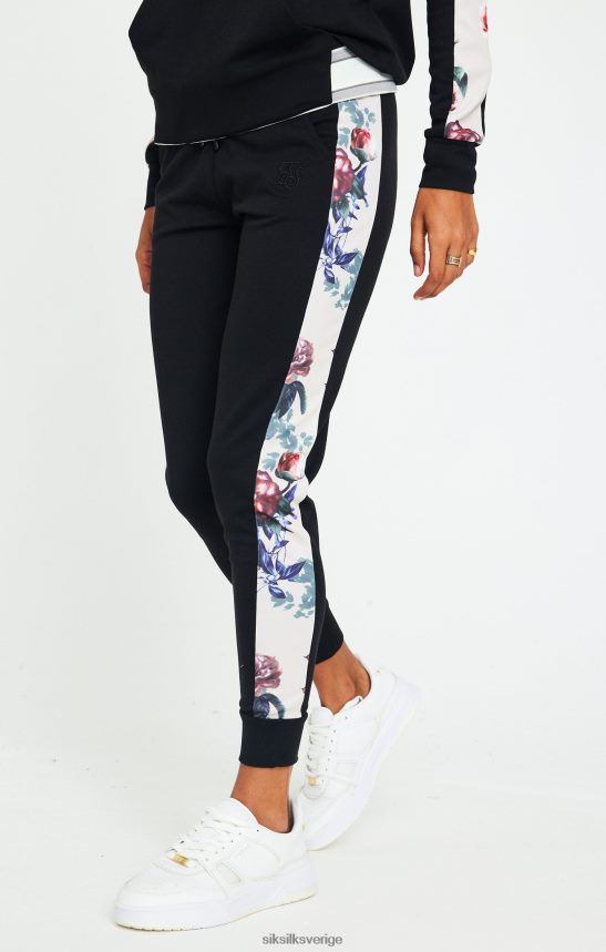 kvinnor SikSilk botaniska blommiga byxor - svarta kläder 02V424183
