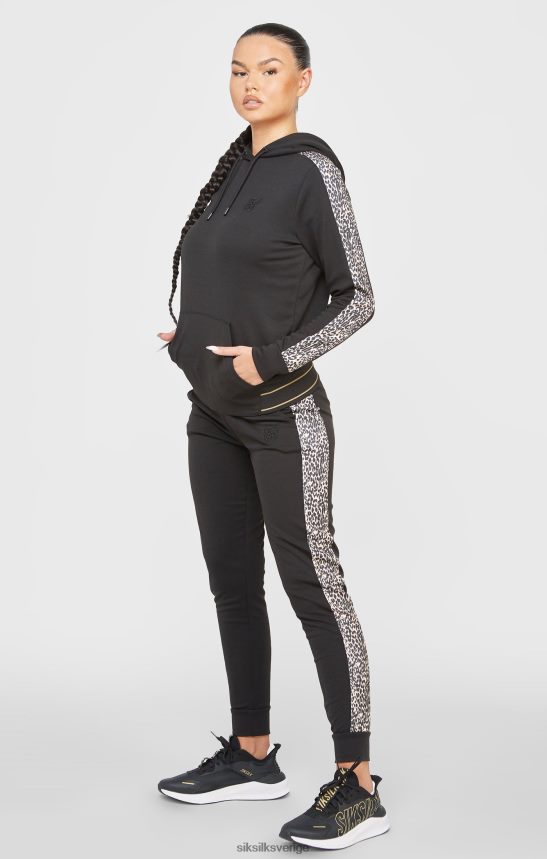 kvinnor SikSilk svart leopardmönstrad träningsbyxa med panel kläder 02V424174