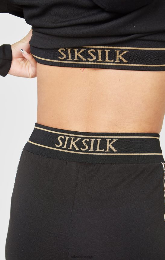 kvinnor SikSilk svart leopardmönstrad träningsbyxa med panel kläder 02V424174
