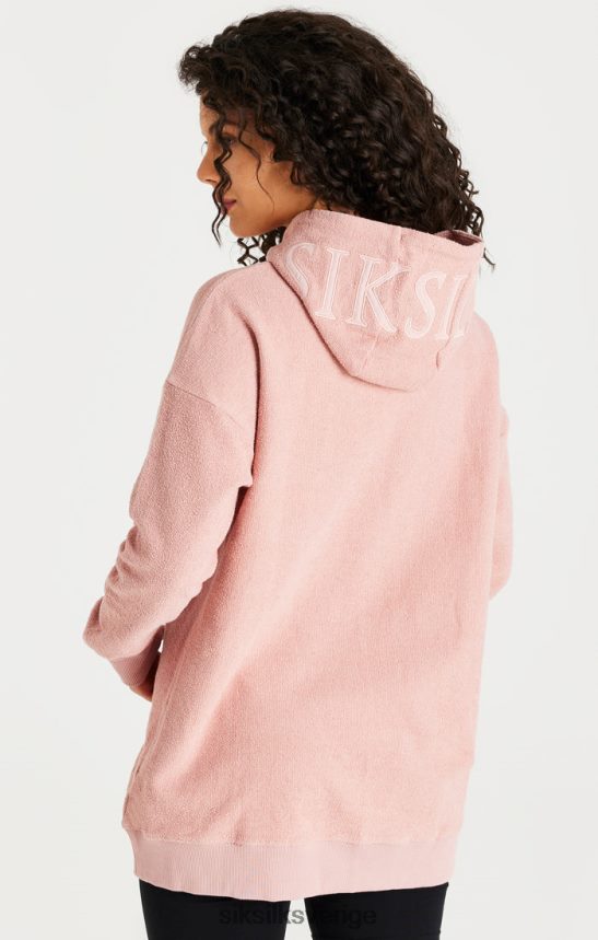 kvinnor SikSilk rosa luvtröja i omvänd fleece kläder 02V424146