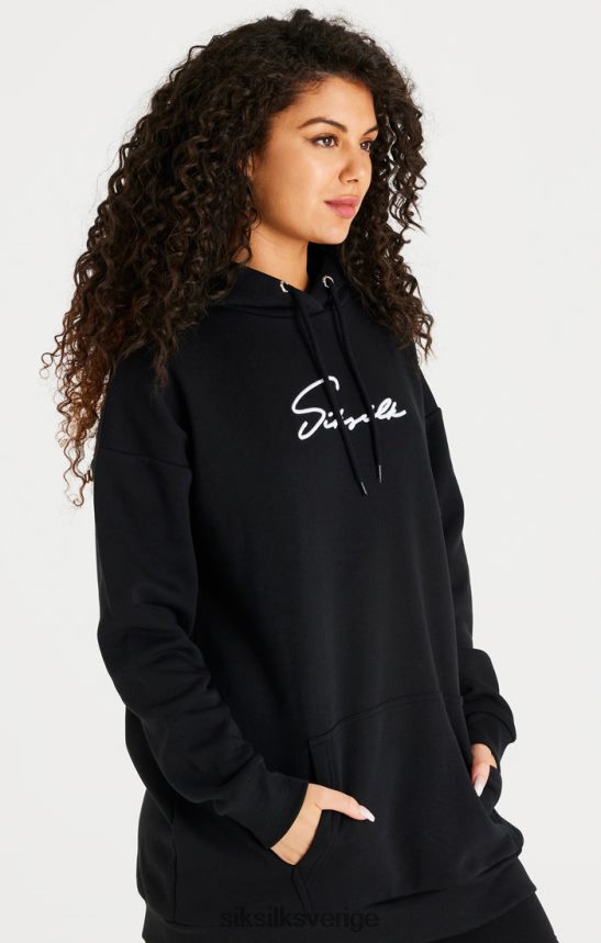 kvinnor SikSilk svart oversize hoodie klänning kläder 02V424154