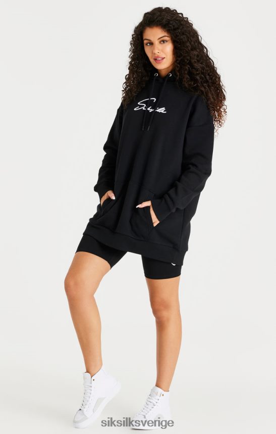 kvinnor SikSilk svart oversize hoodie klänning kläder 02V424154