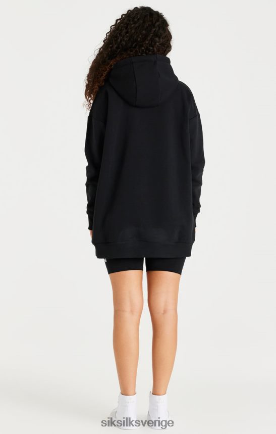 kvinnor SikSilk svart oversize hoodie klänning kläder 02V424154