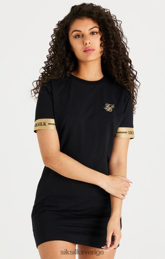 kvinnor SikSilk svart t-shirt klänning kläder 02V424143