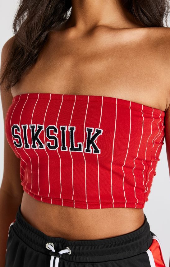 kvinnor SikSilk röd pinstripe bandeau topp kläder 02V424208