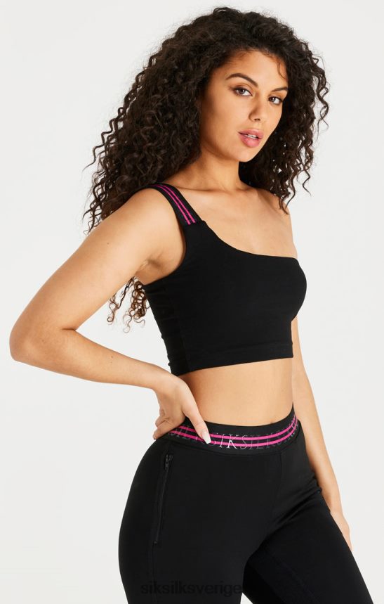 kvinnor SikSilk svart tejp ena axeln crop bralette kläder 02V42471