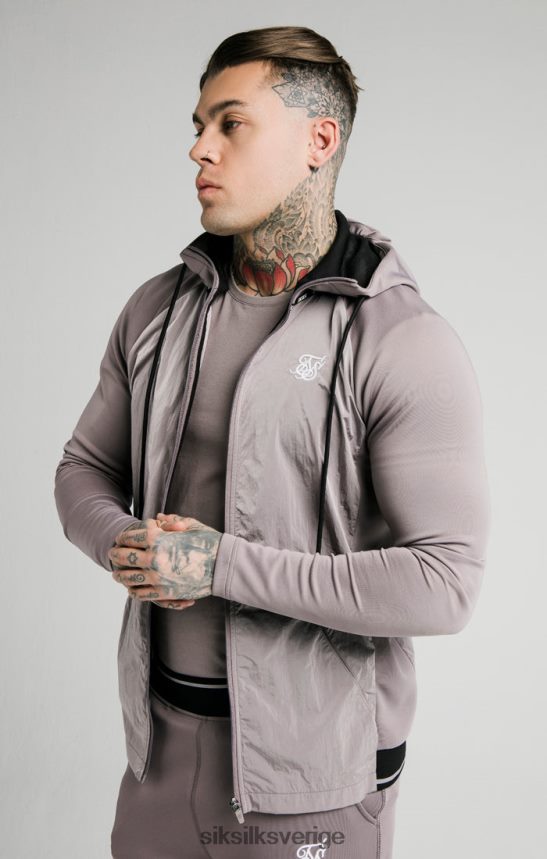 män SikSilk anpassa luvtröja med dragkedja i krossad nylon - grå kläder 02V424453