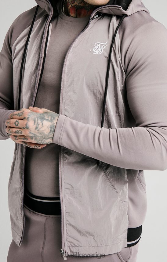 män SikSilk anpassa luvtröja med dragkedja i krossad nylon - grå kläder 02V424453