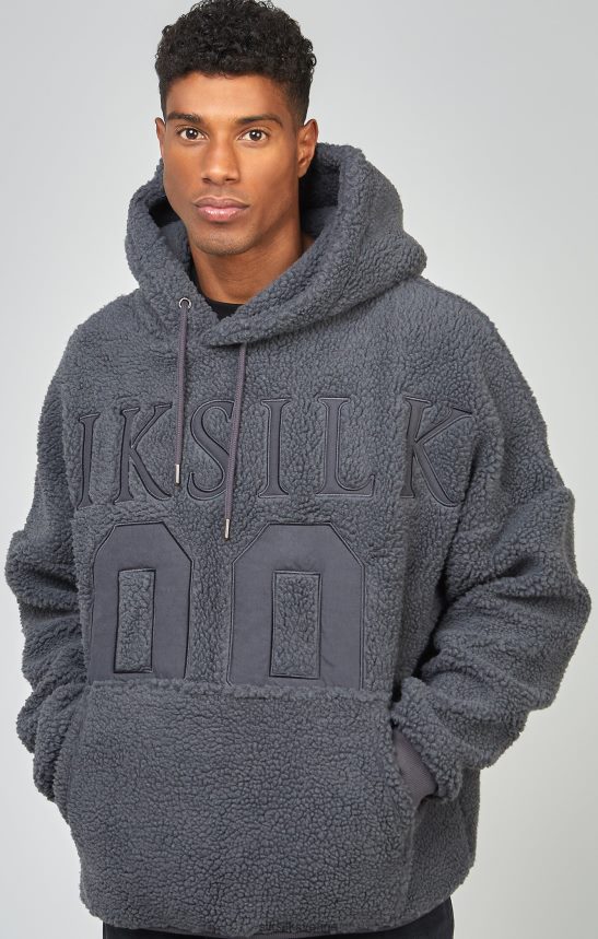 män SikSilk charcoal borg 89 applique overhead hoodie kläder 02V424458
