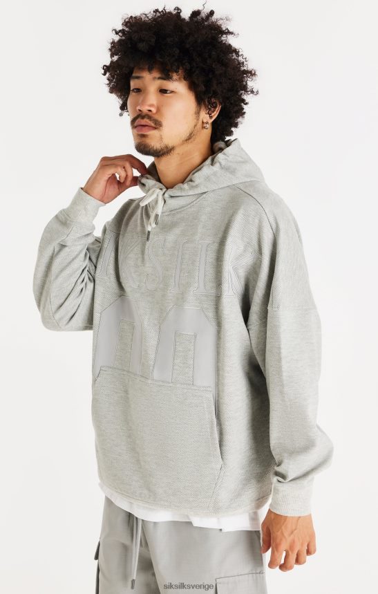 män SikSilk elit texturerad hoodie 89 - grå märgel kläder 02V424417