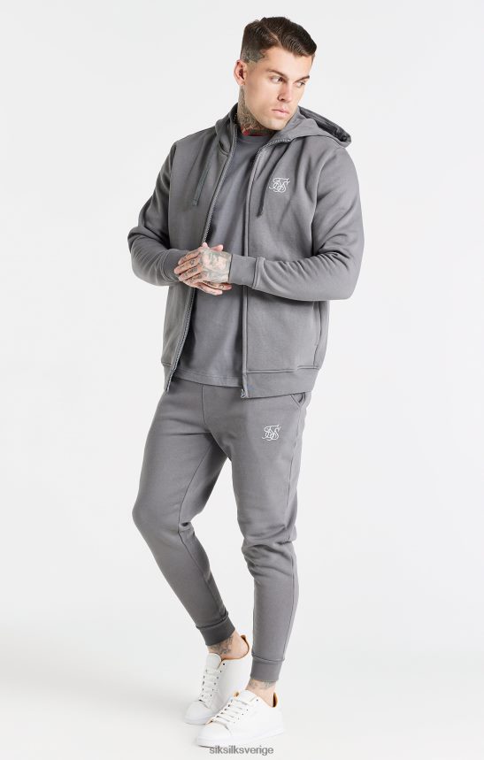 män SikSilk grå huvtröja med dragkedja genom tratt kläder 02V424454