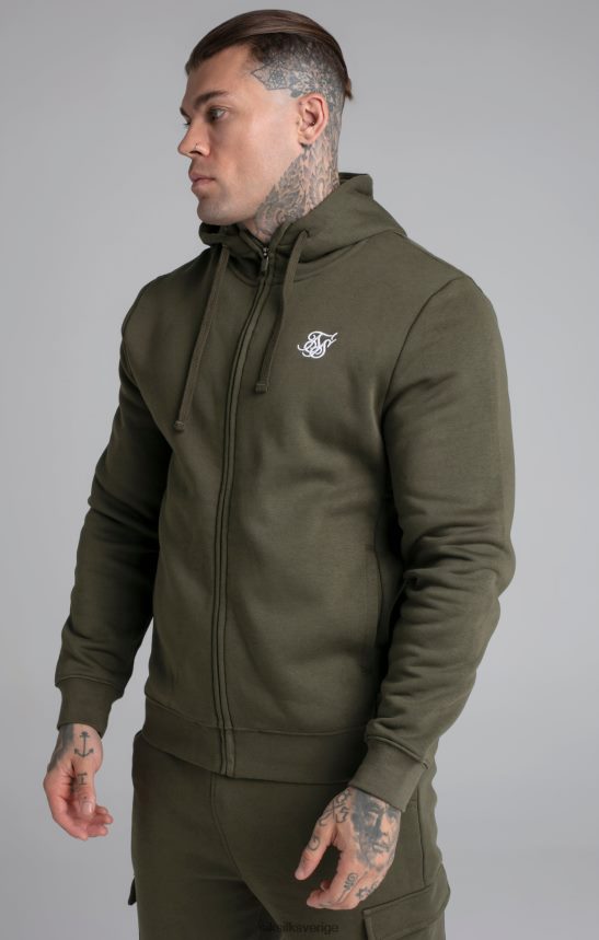 män SikSilk khaki huvtröja med dragkedja genom tratt kläder 02V424423