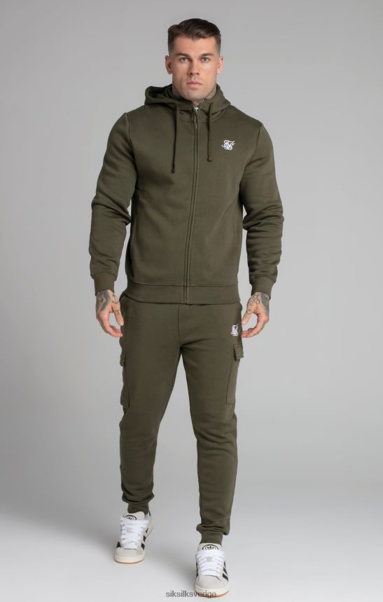 män SikSilk khaki huvtröja med dragkedja genom tratt kläder 02V424423